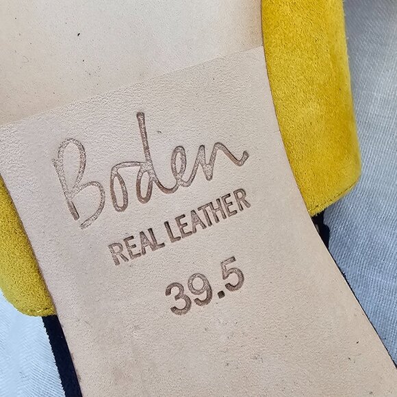 Shoes   Boden Florrie Suede 2” Kitten Heel Slingbacks EU39.5 US8.5 Navy & Yellow - Picture 14 of 16